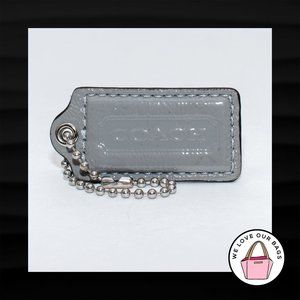 2.5" Large COACH GRAY PATENT LEATHER KEY FOB BAG CHARM KEYCHAIN HANGTAG TAG